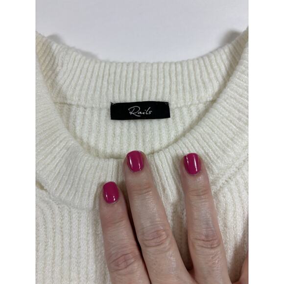 Rails Alexi Asymmetrical Sweater Cream Off White XL Pullover Long Sleeve Cutout - Picture 4 of 10